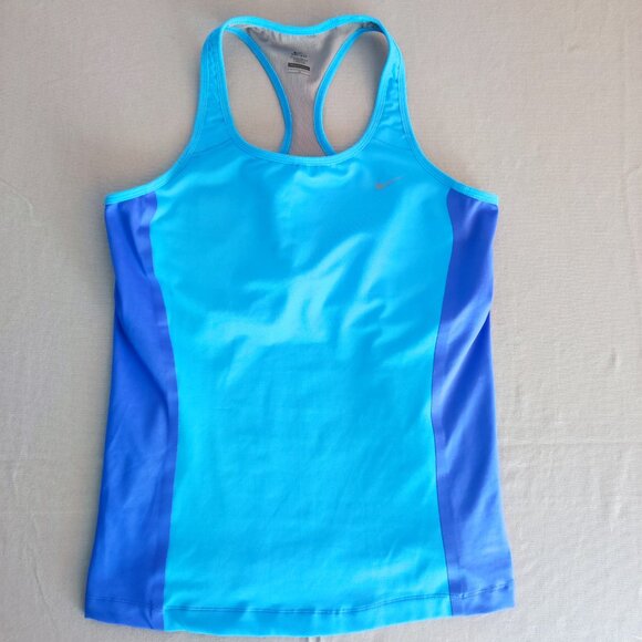 Nike Dri-Fit sports wear power back top women's size 1X blue, in-built bra - Picture 1 of 11